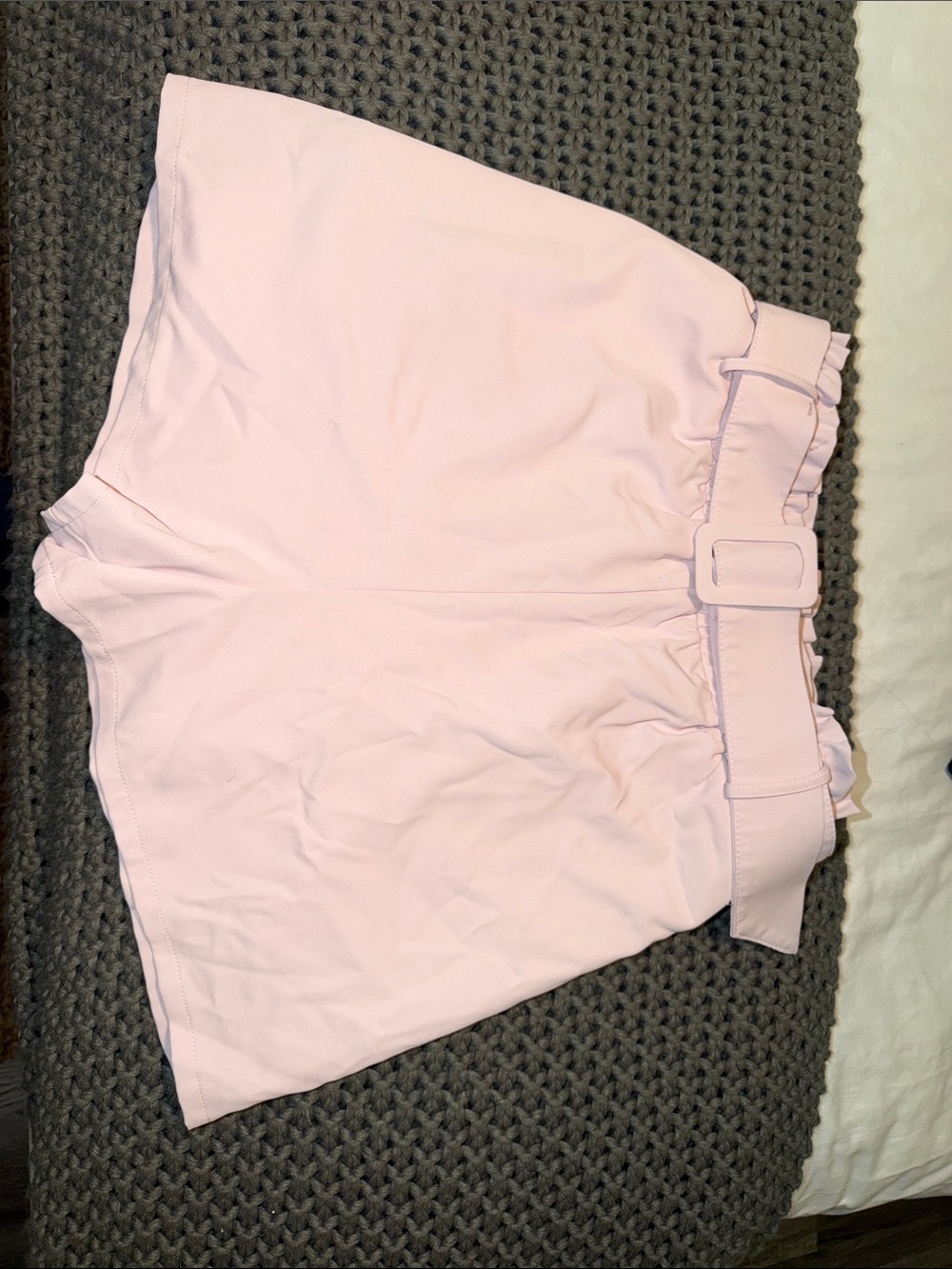 entro Light Pink High-Waist Belted Paperbag Shorts